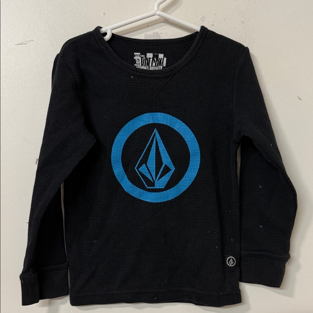 Volcom Kids Black Long Sleeve Tee with Blue Emblem
